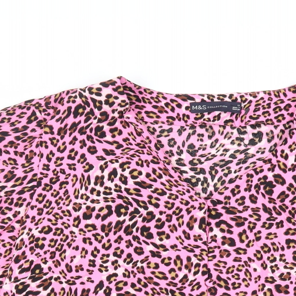 Womens UK Size 12 Marks and Spencer Pink Basic Button-Up