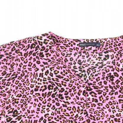 Womens UK Size 12 Marks and Spencer Pink Basic Button-Up