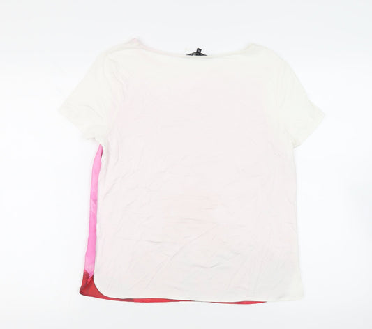 Betty Jackson Black Womens White Polyester Basic T-Shirt Size 12 Boat Neck