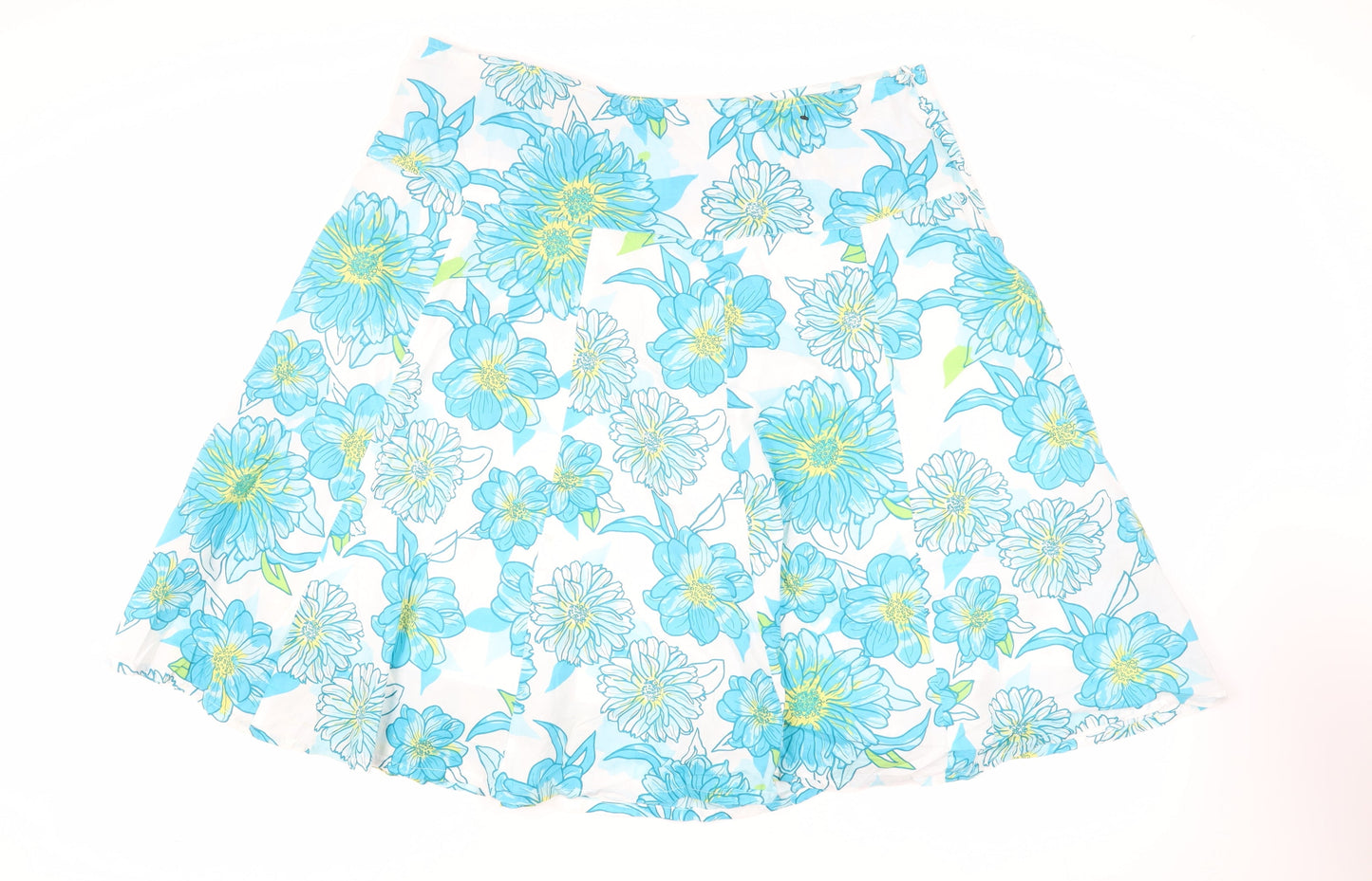 M&Co Womens Blue Floral Cotton Flare Skirt Size 20 Zip