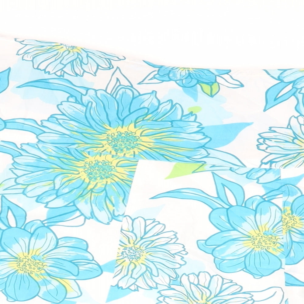 M&Co Womens Blue Floral Cotton Flare Skirt Size 20 Zip