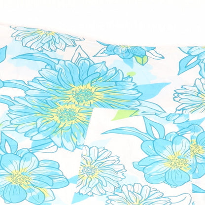 M&Co Womens Blue Floral Cotton Flare Skirt Size 20 Zip