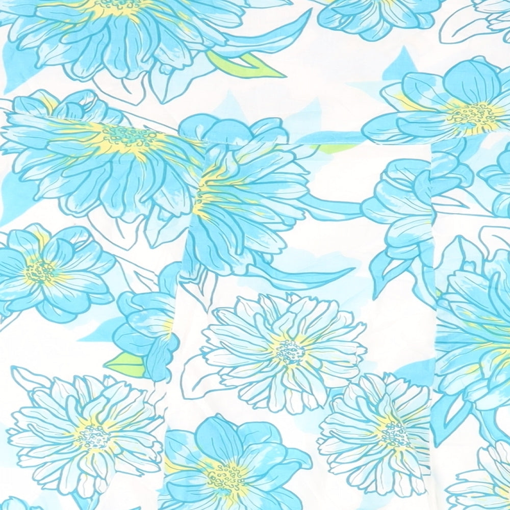 M&Co Womens Blue Floral Cotton Flare Skirt Size 20 Zip