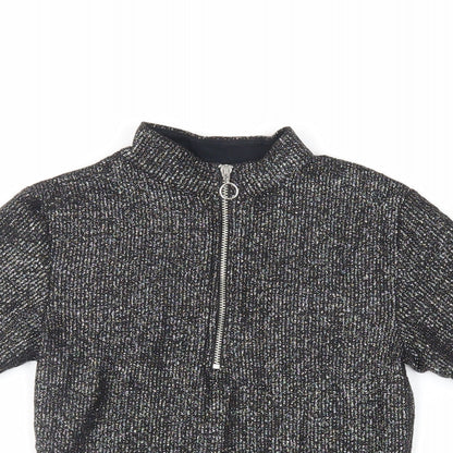 Light Before Dark Womens Black Viscose Cropped T-Shirt Size XS Mock Neck - Glitter