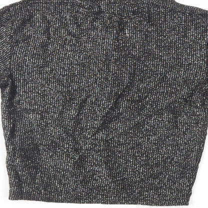 Light Before Dark Womens Black Viscose Cropped T-Shirt Size XS Mock Neck - Glitter