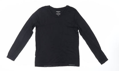 Organic Basics Womens Black Nylon Basic T-Shirt Size XL Crew Neck Pullover - Gym Workout Running
