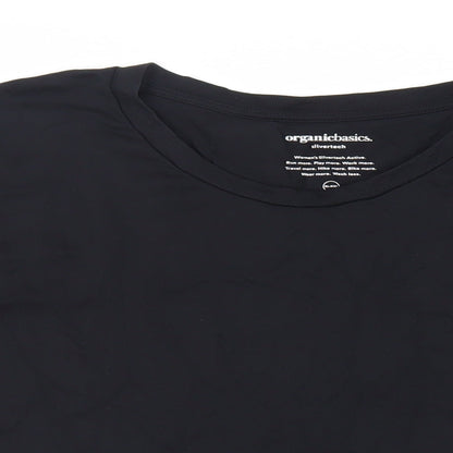 Organic Basics Womens Black Nylon Basic T-Shirt Size XL Crew Neck Pullover - Gym Workout Running