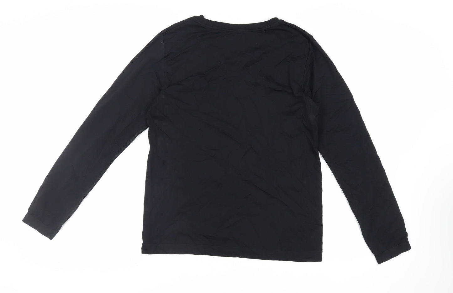 Organic Basics Womens Black Nylon Basic T-Shirt Size XL Crew Neck Pullover - Gym Workout Running