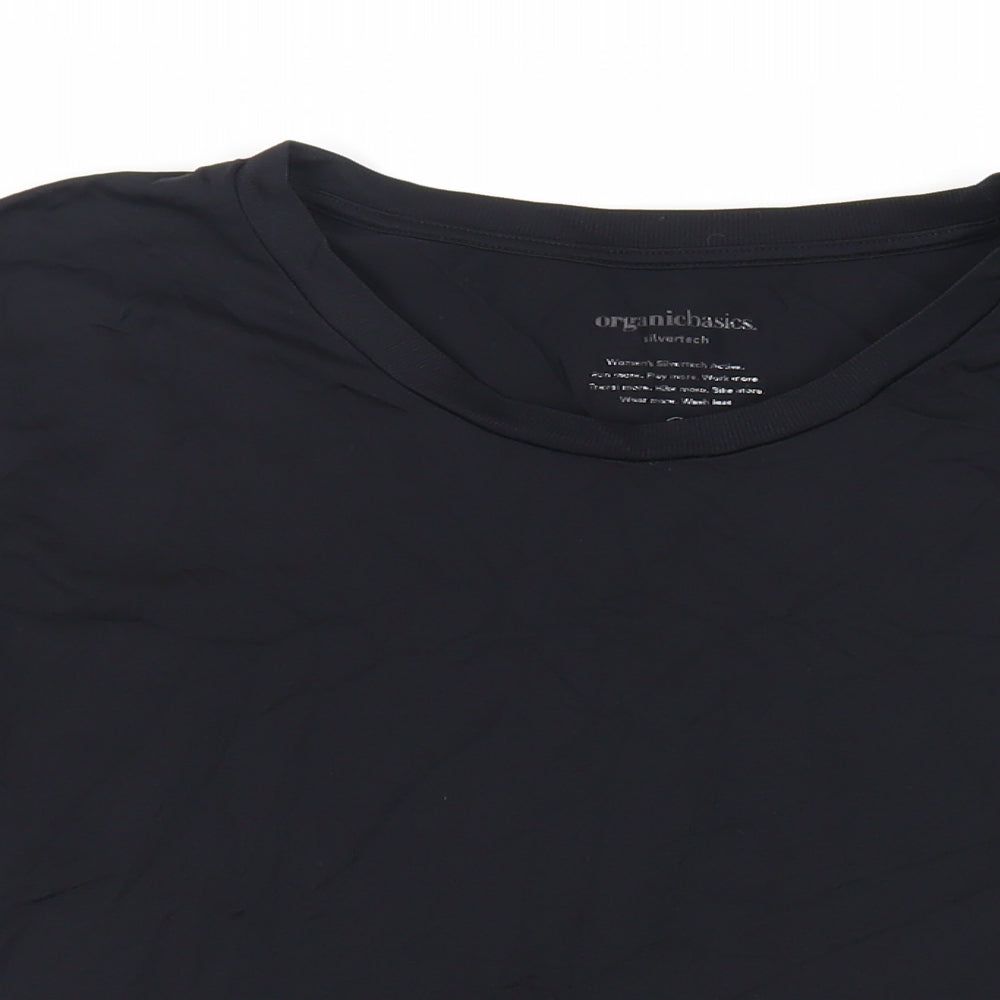 Organic Basics Womens Black Nylon Basic T-Shirt Size XL Crew Neck Pullover - Gym Workout Running