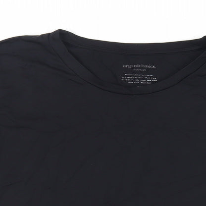 Organic Basics Womens Black Nylon Basic T-Shirt Size XL Crew Neck Pullover - Gym Workout Running