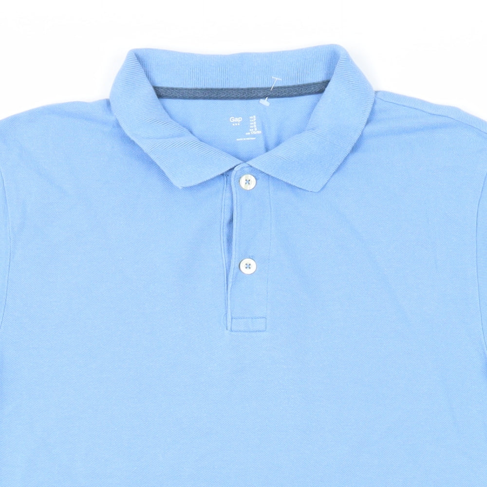 Gap Mens Blue Cotton Polo Size S Collared Button