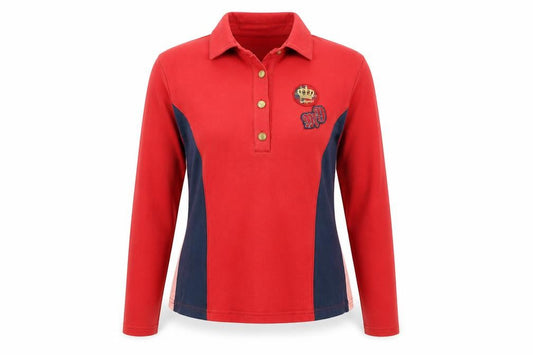Miya's Womens Red Cotton Basic Polo Size M Collared - Embroidered Detail