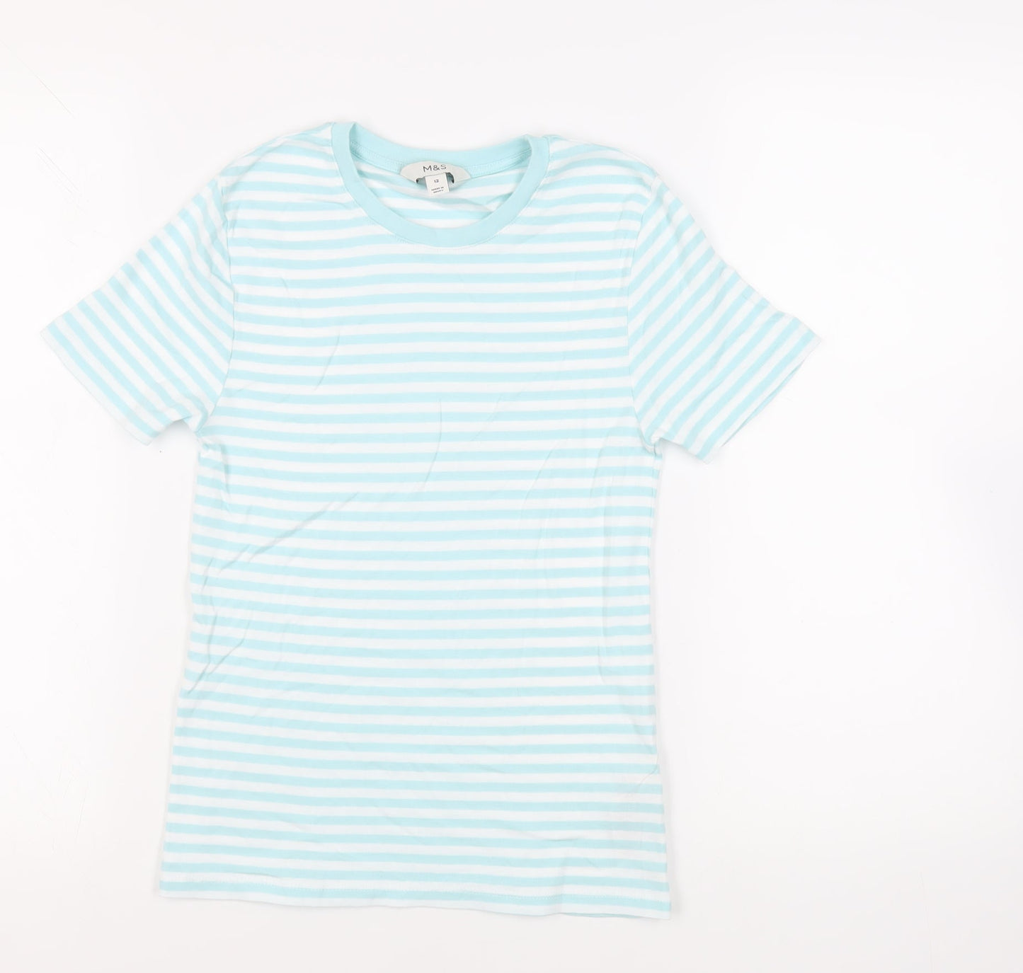 Womens UK Size 12 Marks and Spencer Blue Basic T-Shirt
