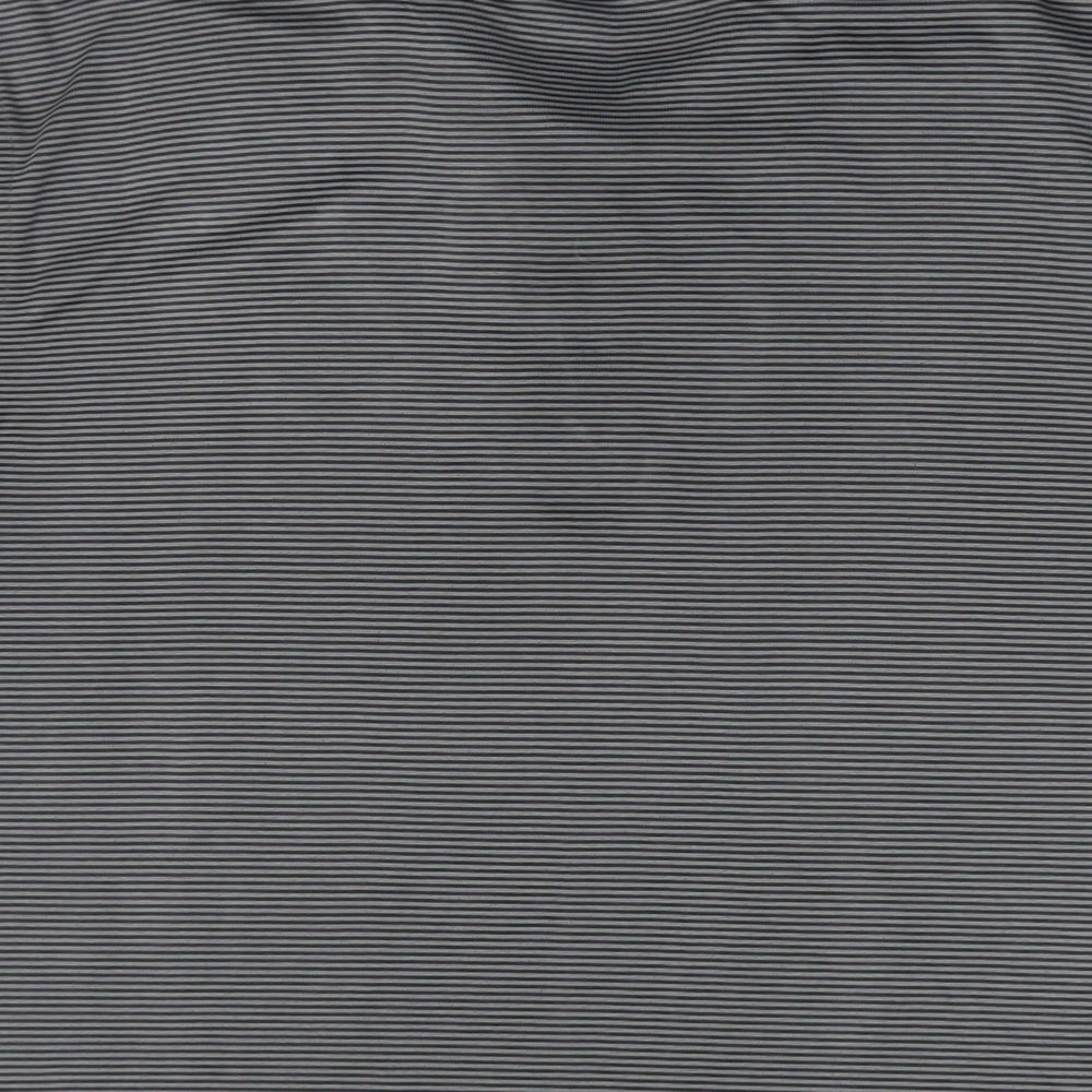 Dunlop Mens Grey Striped Polyester Polo Size S Collared Button