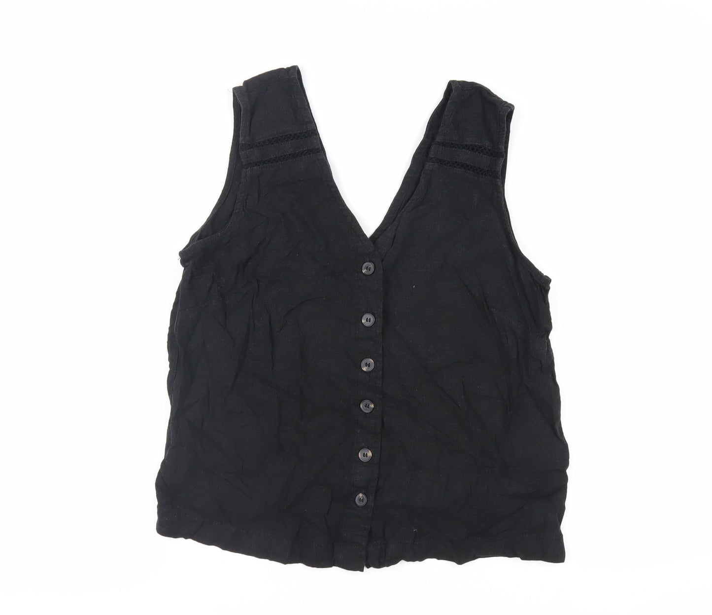 Womens UK Size 12 NEXT Black Basic Button-Up