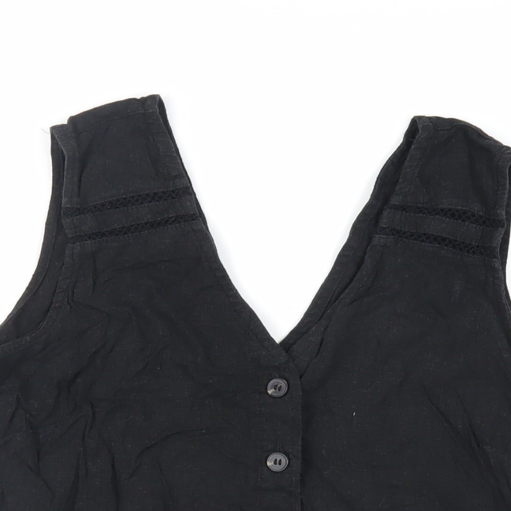 Womens UK Size 12 NEXT Black Basic Button-Up