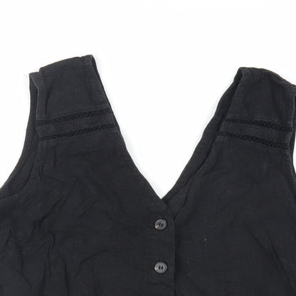 Womens UK Size 12 NEXT Black Basic Button-Up