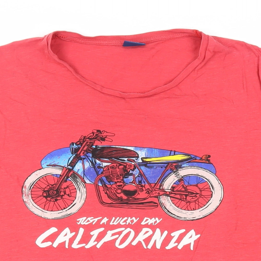 Springfield Mens Red Cotton T-Shirt Size S Crew Neck - California
