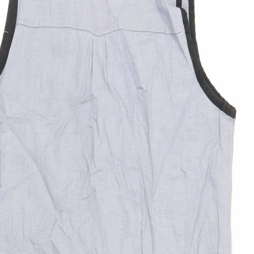 NEXT Womens Blue Colourblock Linen Sheath Size 8 V-Neck Pullover - Pockets