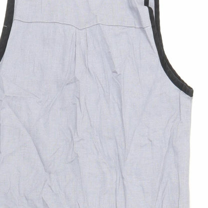 NEXT Womens Blue Colourblock Linen Sheath Size 8 V-Neck Pullover - Pockets