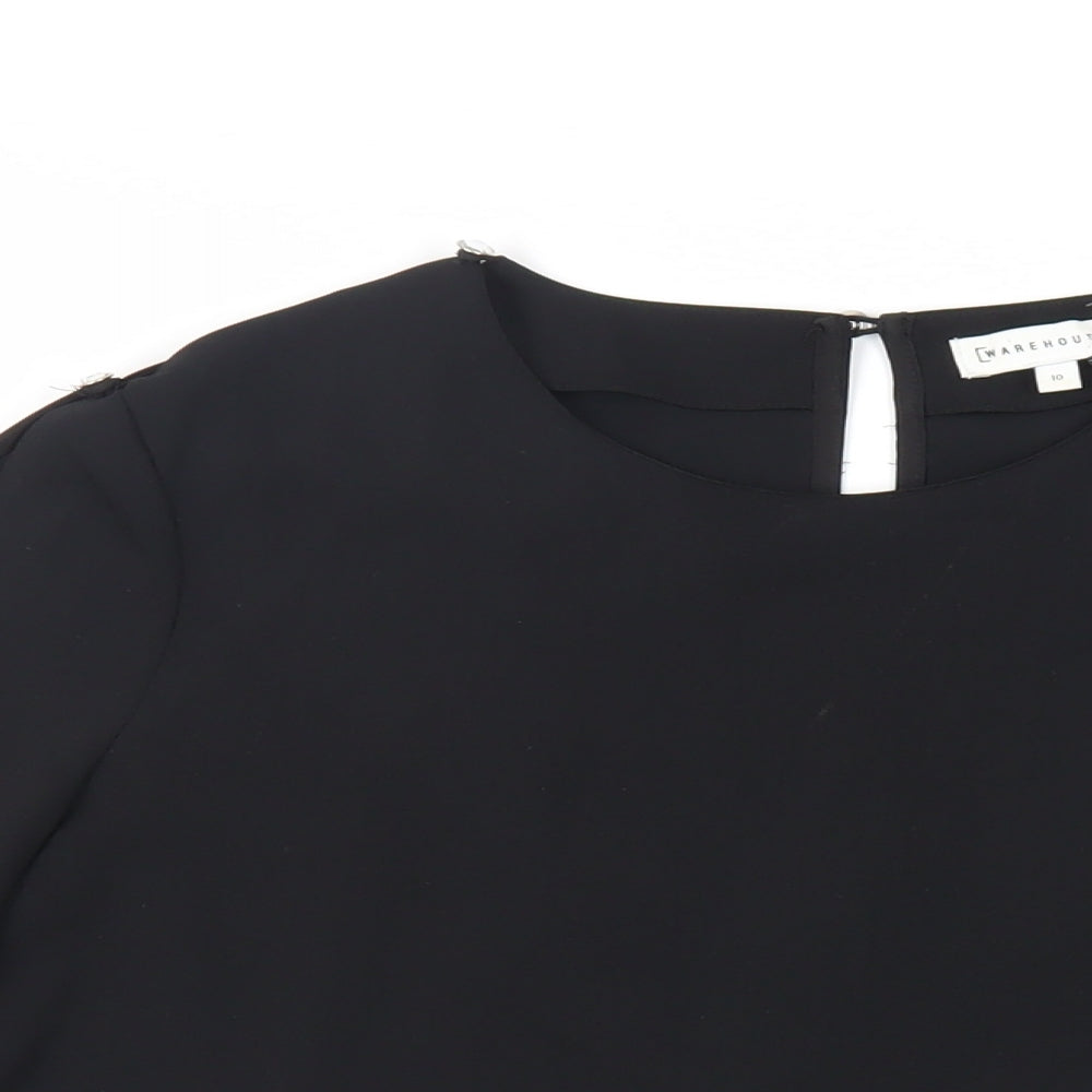 Womens UK Size 10 Warehouse Black Basic Blouse