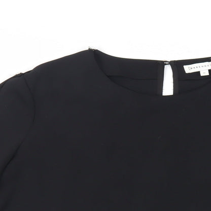 Womens UK Size 10 Warehouse Black Basic Blouse