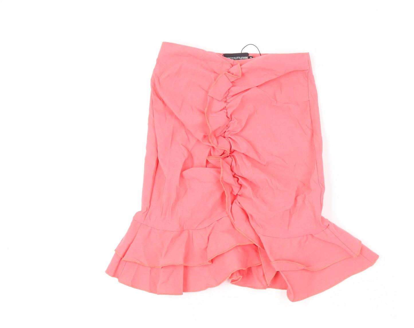 PRETTYLITTLETHING Womens Pink Polyester Mini Skirt Size 6 - Ruched