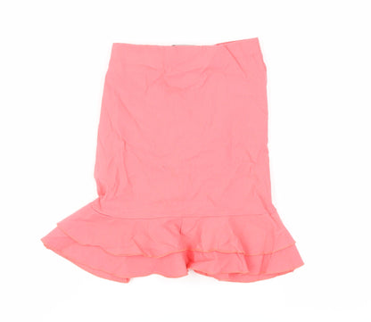 PRETTYLITTLETHING Womens Pink Polyester Mini Skirt Size 6 - Ruched