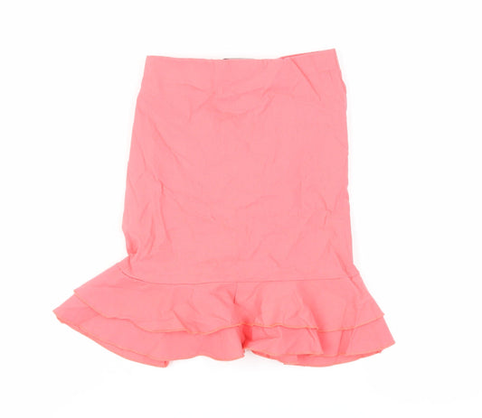 PRETTYLITTLETHING Womens Pink Polyester Mini Skirt Size 6 - Ruched
