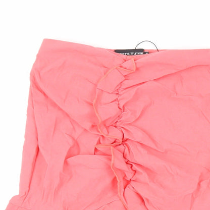 PRETTYLITTLETHING Womens Pink Polyester Mini Skirt Size 6 - Ruched