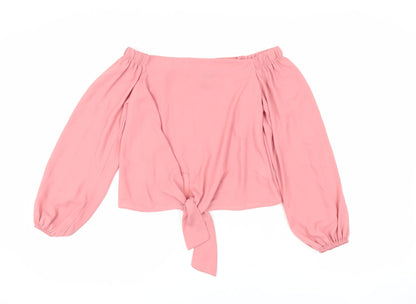 Womens UK Size 8 New Look Pink Cropped Blouse