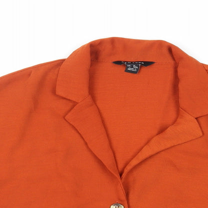 Womens UK Size 16 New Look Brown Basic Button-Up