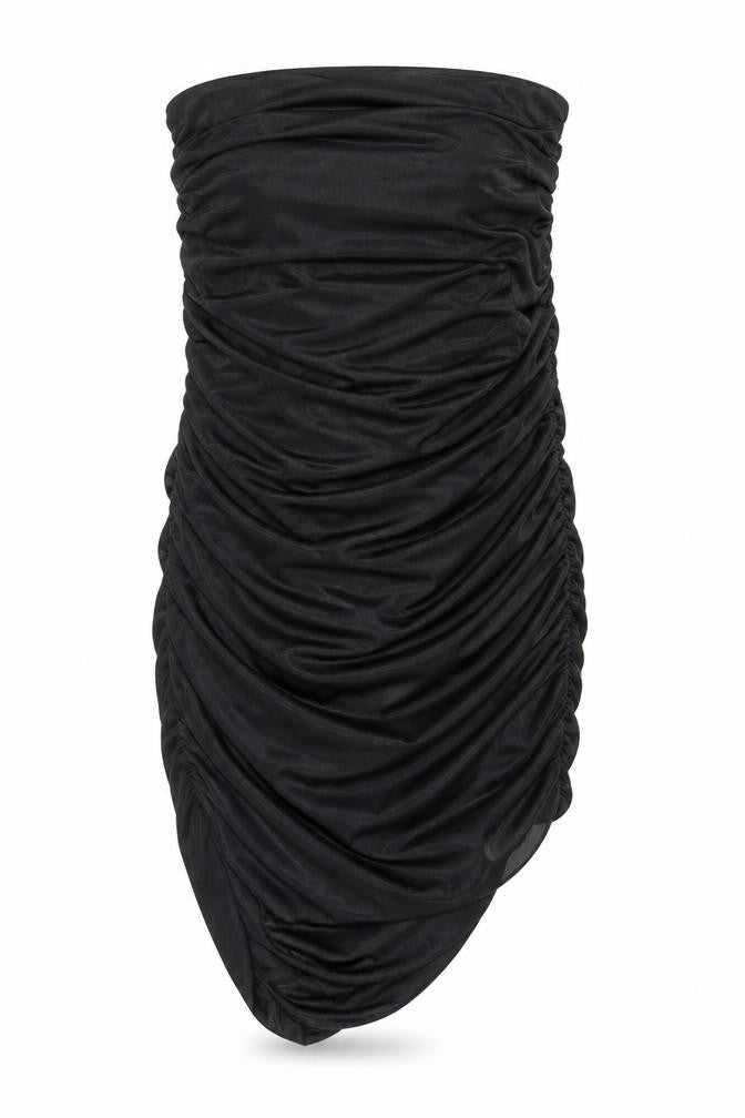 Missguided Womens Black Polyester Bodycon Size 10 Off the Shoulder Pullover - Ruched Strapless