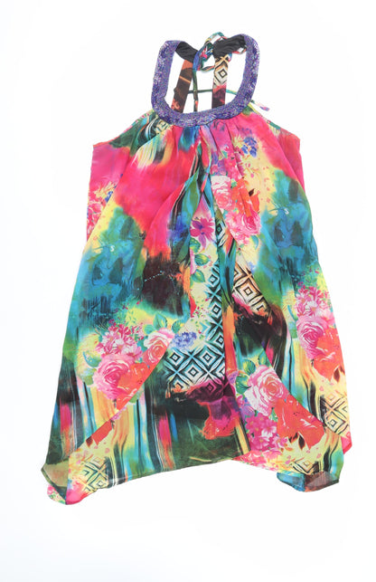 NEXT Womens Multicoloured Geometric Polyester Trapeze & Swing Size 14 Halter Tie - Beaded Neckline