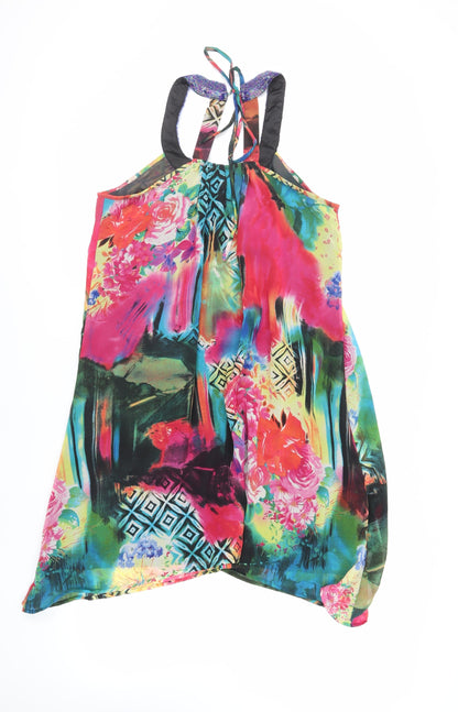 NEXT Womens Multicoloured Geometric Polyester Trapeze & Swing Size 14 Halter Tie - Beaded Neckline