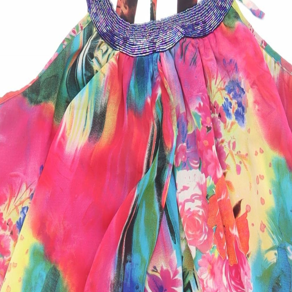 NEXT Womens Multicoloured Geometric Polyester Trapeze & Swing Size 14 Halter Tie - Beaded Neckline