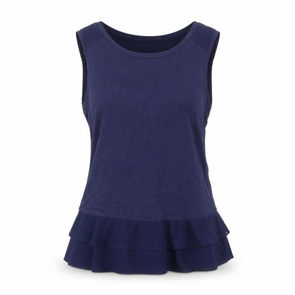 Liu Jo Womens Blue Cotton Basic Tank Size S Boat Neck - Ruffle