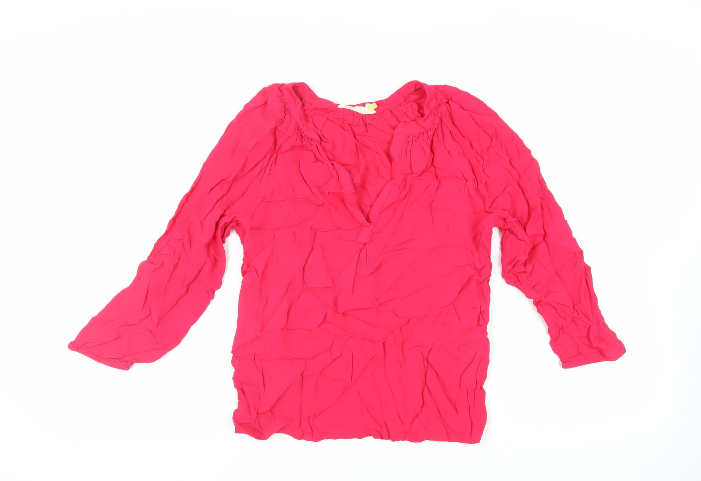 John Lewis Womens Pink Viscose Basic Blouse Size 12 V-Neck