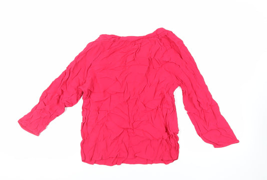 John Lewis Womens Pink Viscose Basic Blouse Size 12 V-Neck