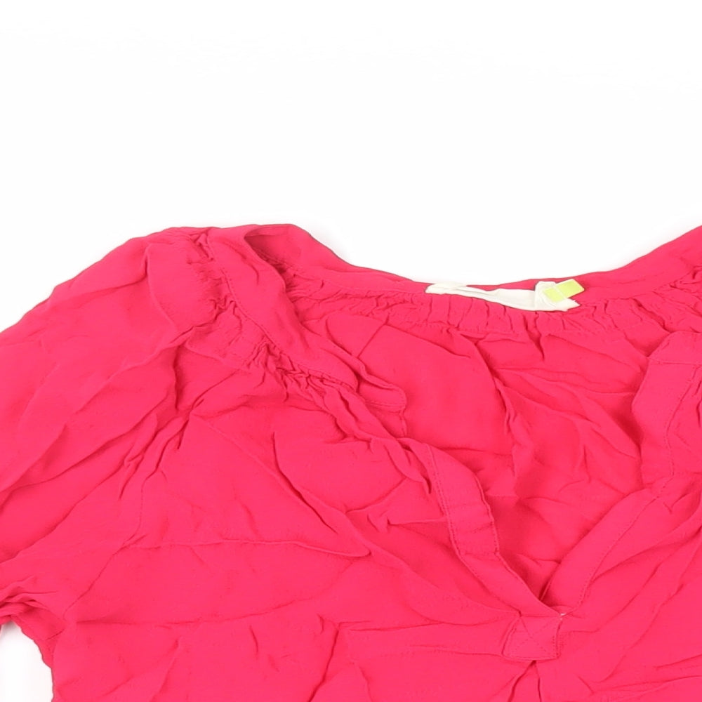 John Lewis Womens Pink Viscose Basic Blouse Size 12 V-Neck