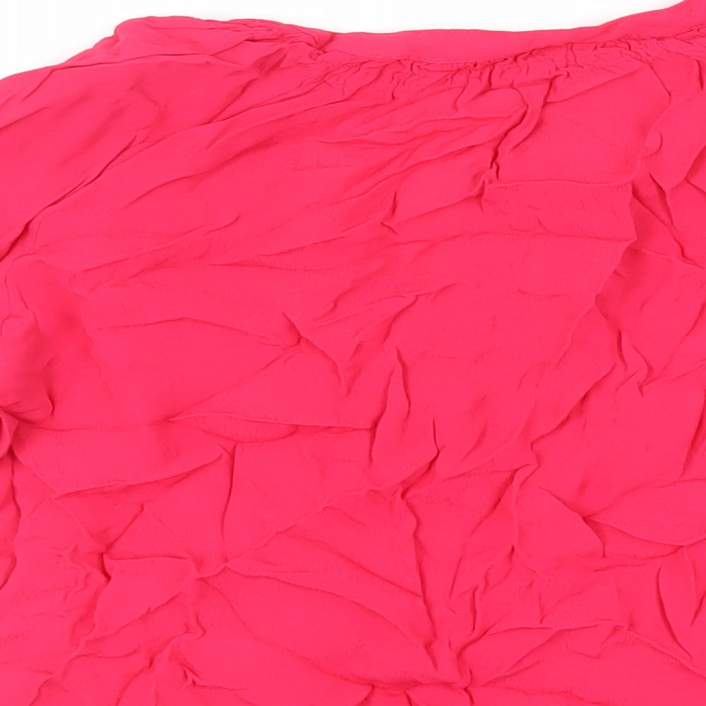 John Lewis Womens Pink Viscose Basic Blouse Size 12 V-Neck