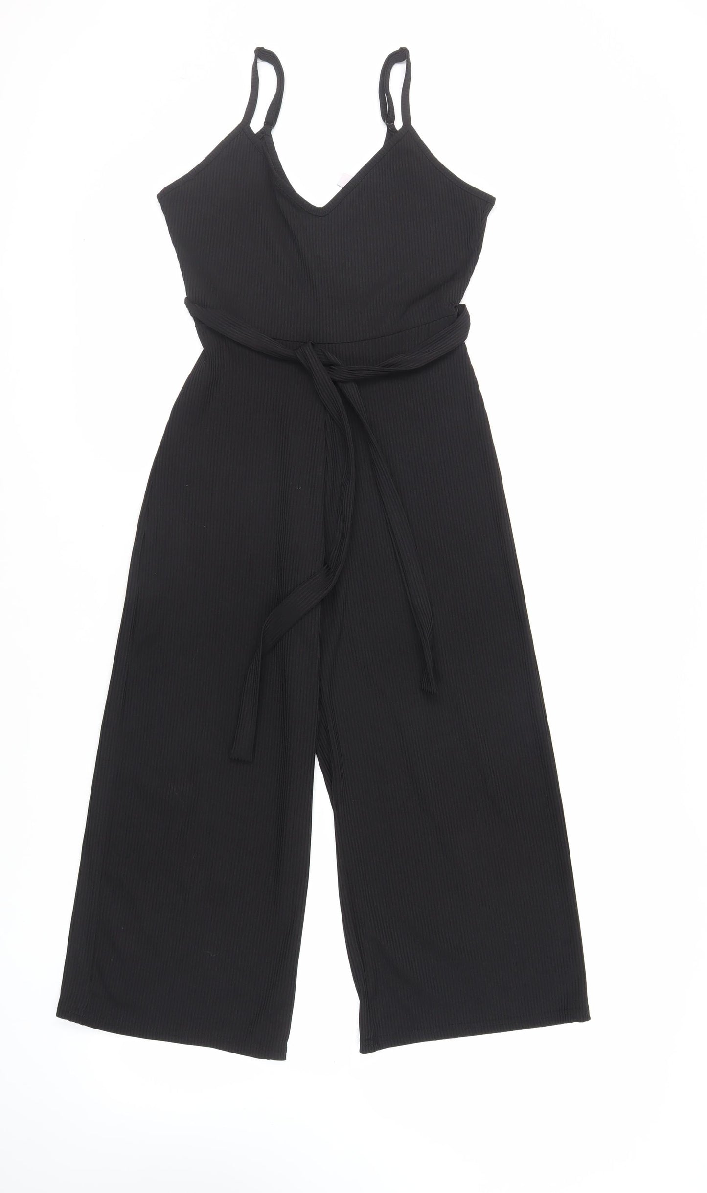 Miss Selfridge Womens Black Polyester Jumpsuit One-Piece Size 4 L20 in Pullover - Belted