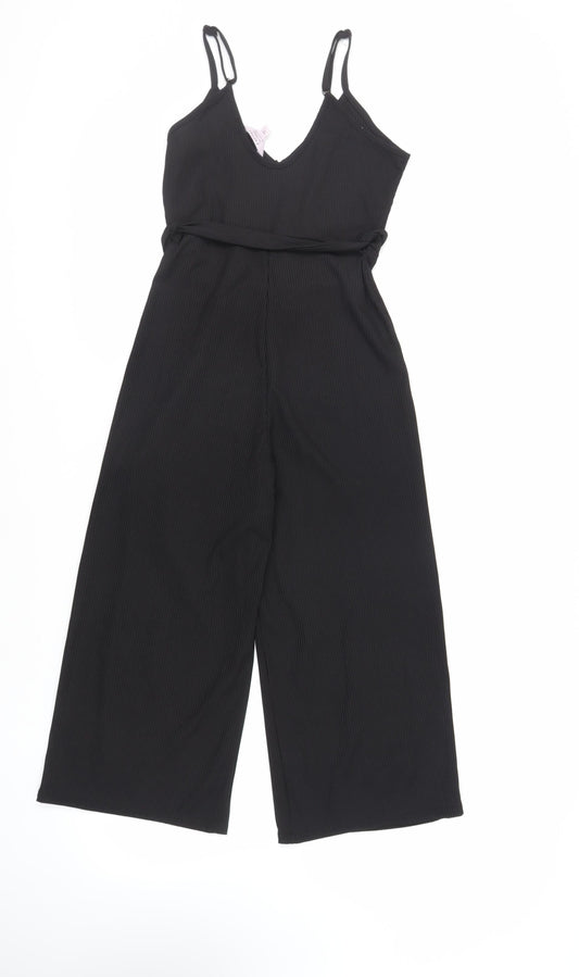 Miss Selfridge Womens Black Polyester Jumpsuit One-Piece Size 4 L20 in Pullover - Belted