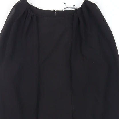 Zara Womens Black Polyester Mini Size S Round Neck Button - Layered