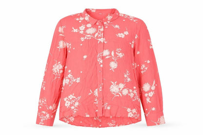 Marks & Spencer Womens Pink Floral Viscose Basic Button-Up Size 10 Collared