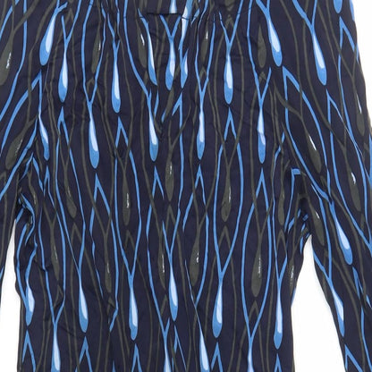 Allegra Womens Blue Geometric Viscose A-Line Size S Boat Neck Pullover