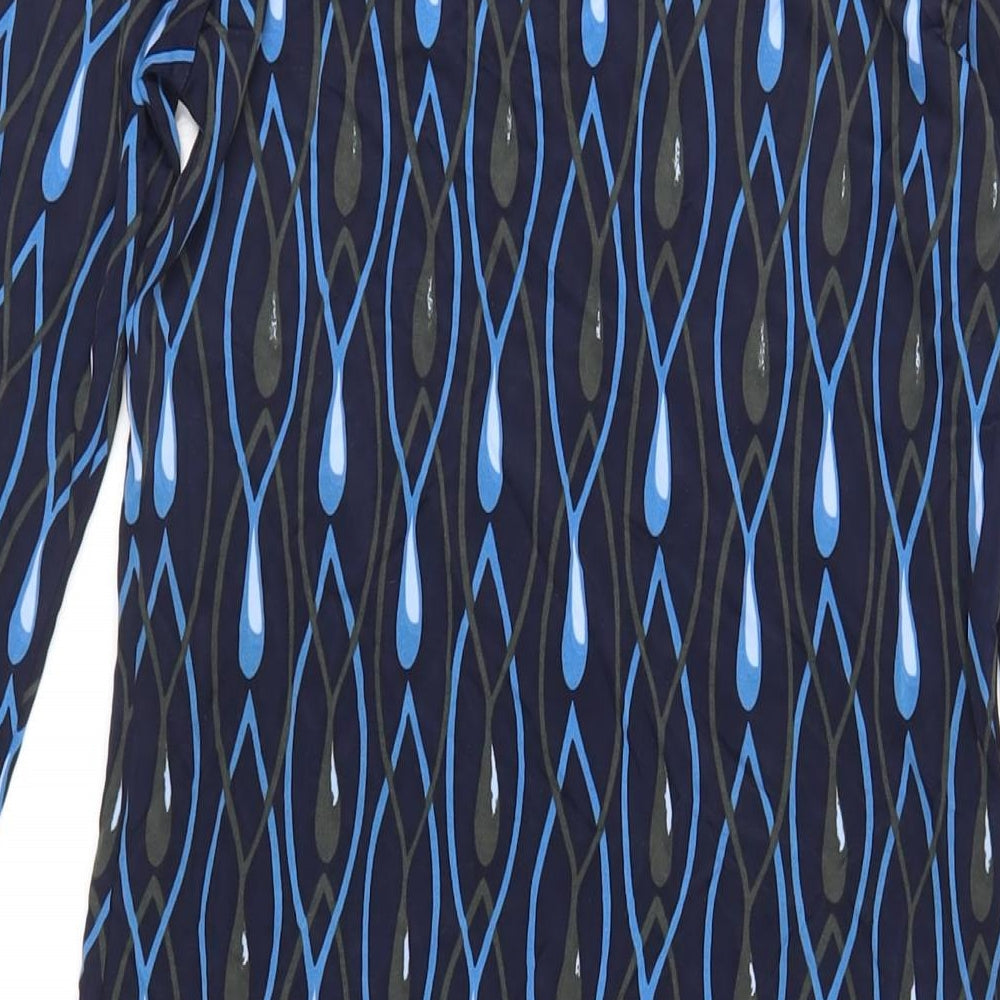 Allegra Womens Blue Geometric Viscose A-Line Size S Boat Neck Pullover