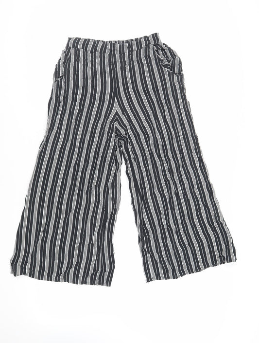 Womens UK Size S Hollister Regular Fit Cropped Black Trousers
