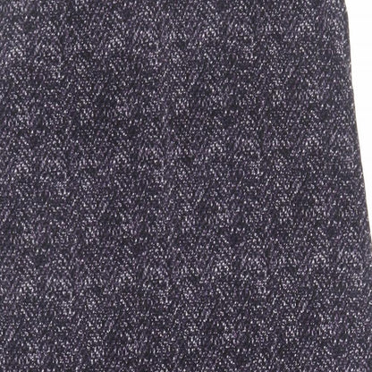 CREW Womens Purple Geometric Polyester A-Line Size S V-Neck Button