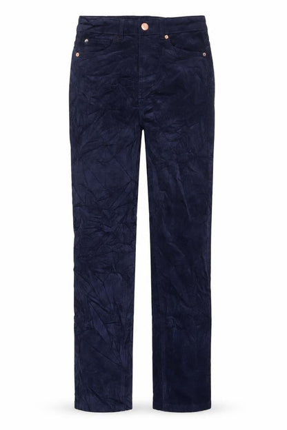 Marks & Spencer Womens Blue Cotton Trousers Size 8 L29 in Regular Zip